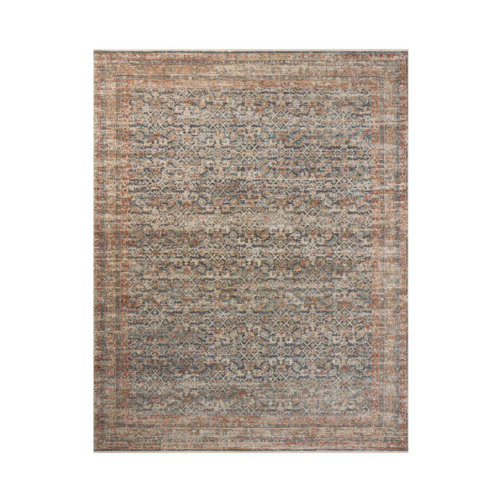 Loloi Heritage Blue / Rust Rug 0-RUGS-patterned Loloi