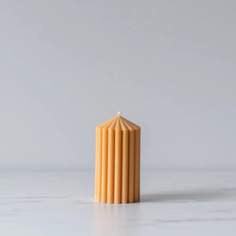 Amber Ribbed Pillar Candle candle Estelle (Faire) Small