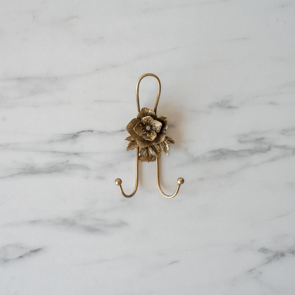 Flower Hook with Antique Gold Finish wall hook Vagabond Vintage (Faire) Style 2