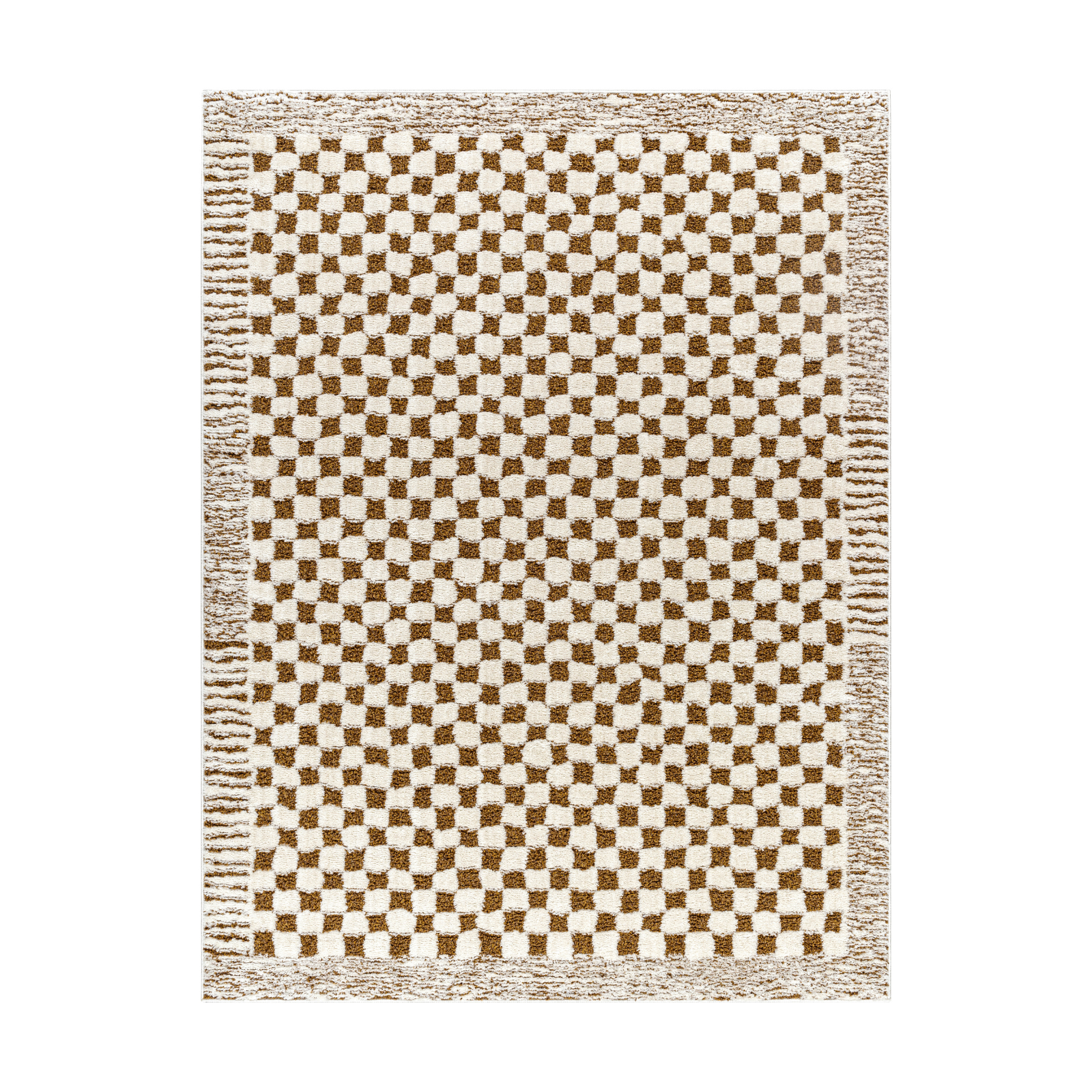 Floyd Camel Border Checkered Rug 0-RUGS - patterned Surya