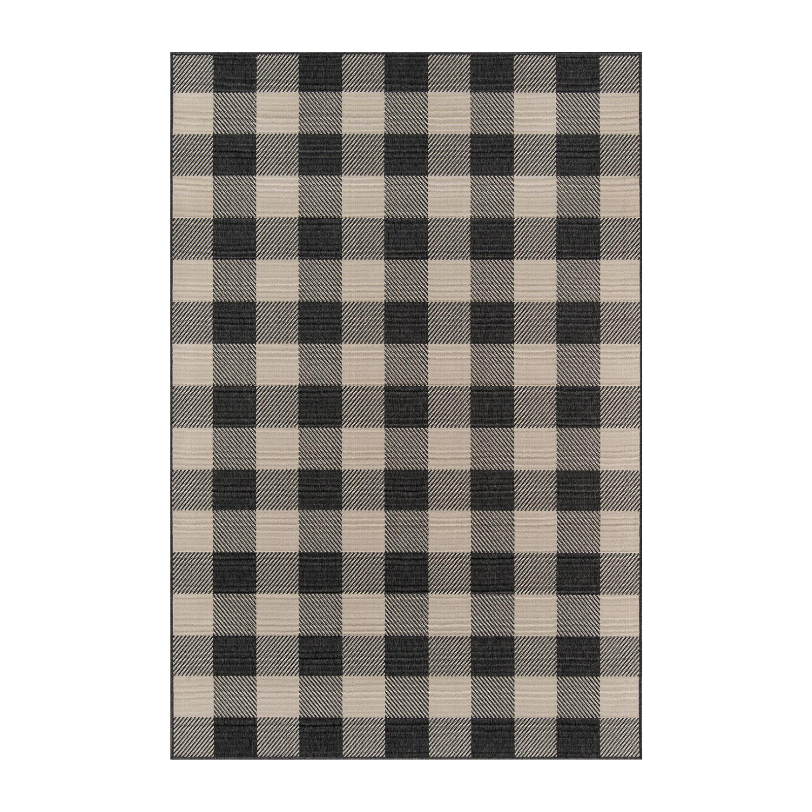 Braemar Plaid Charcoal Outdoor Rug 5-Rugs - indoor/outdoor Momeni