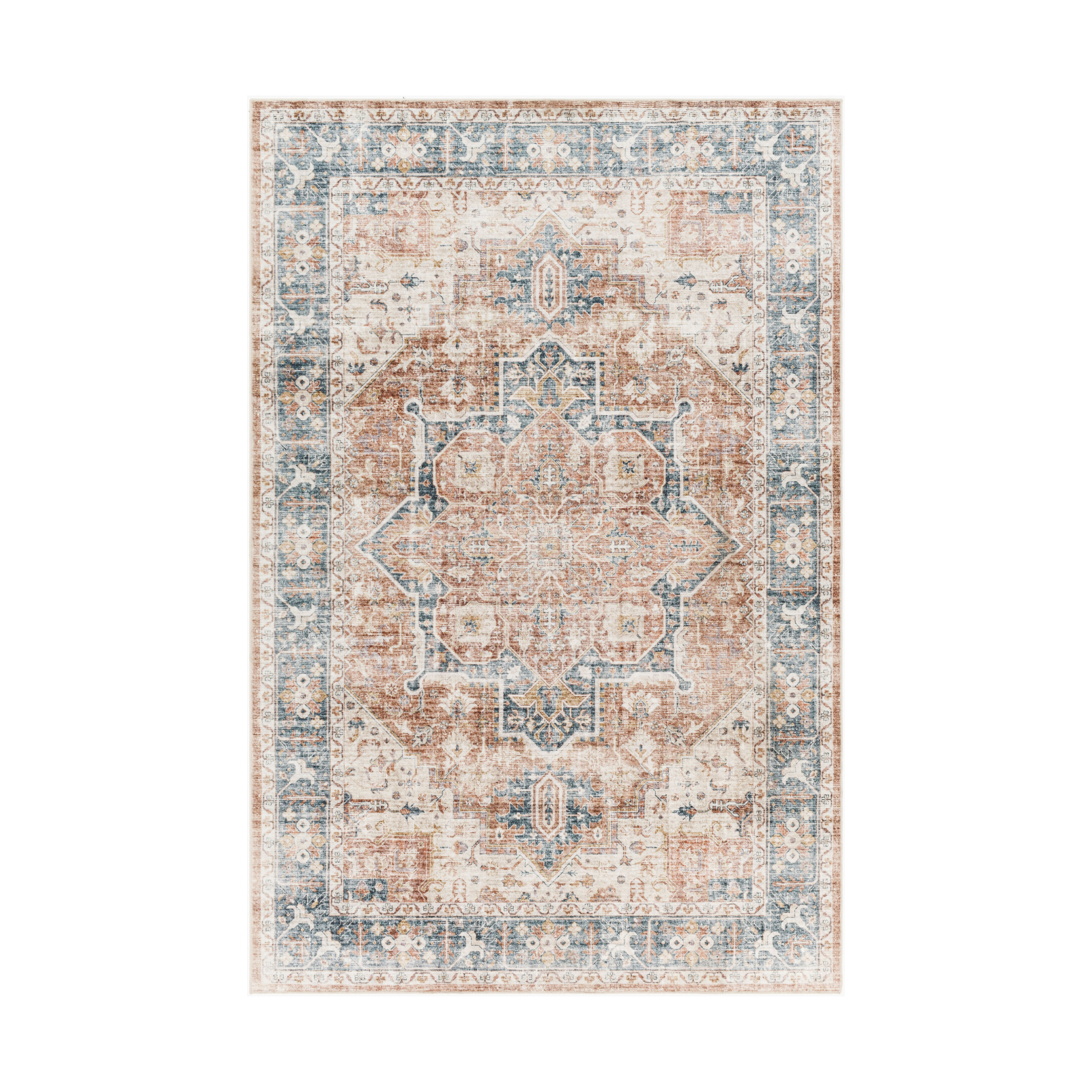 Laverne Denim / Rose Washable Rug 1 - RUGS - patterned Surya