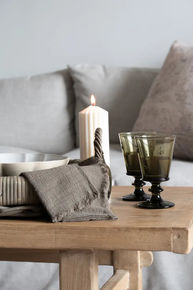 Ivory Ribbed Pillar Candle candle Estelle (Faire)