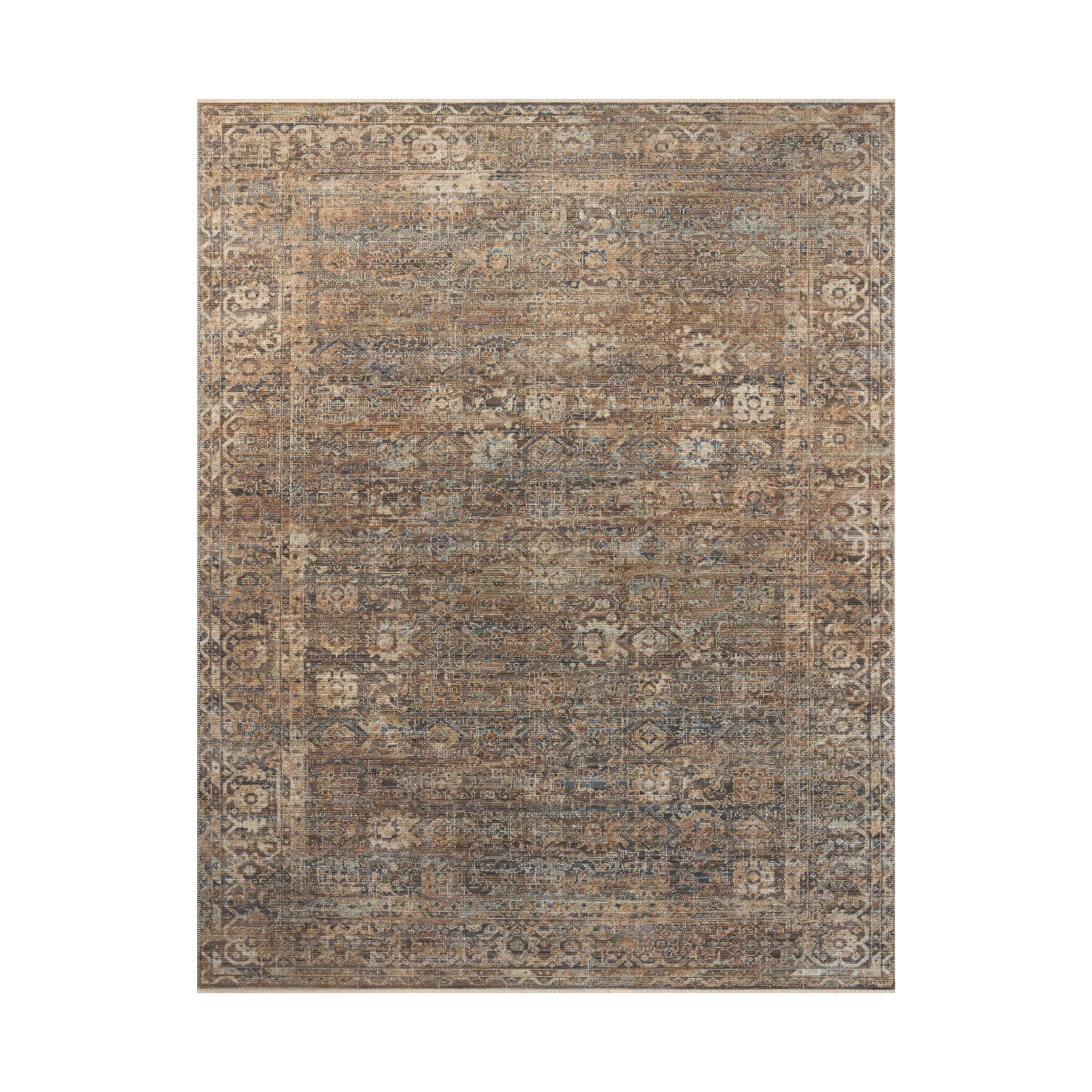 Loloi Heritage Mocha / Denim Rug 0-RUGS-patterned Loloi