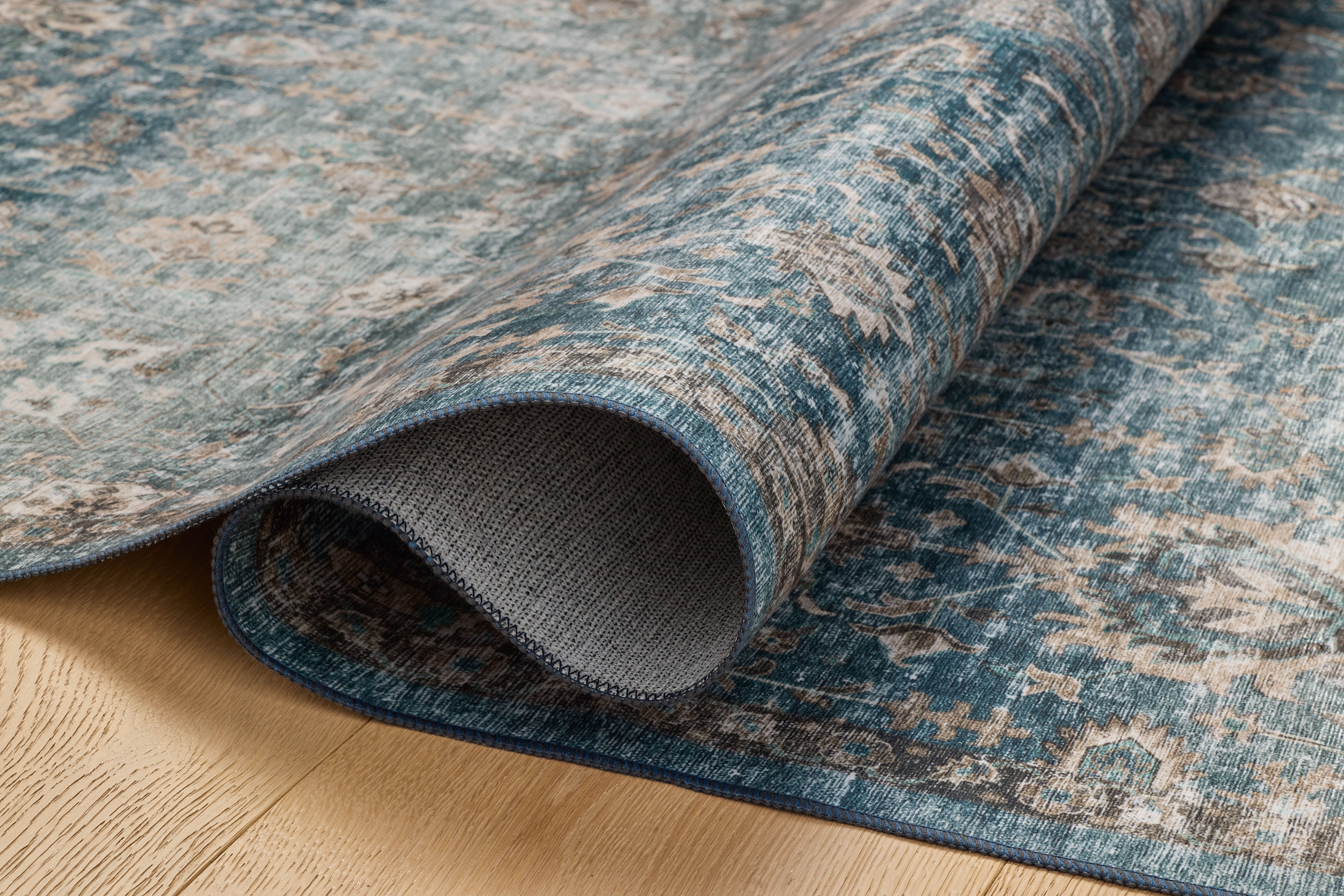 Loloi Anniston Lagoon / Natural Washable Rug RUGS-patterned Loloi