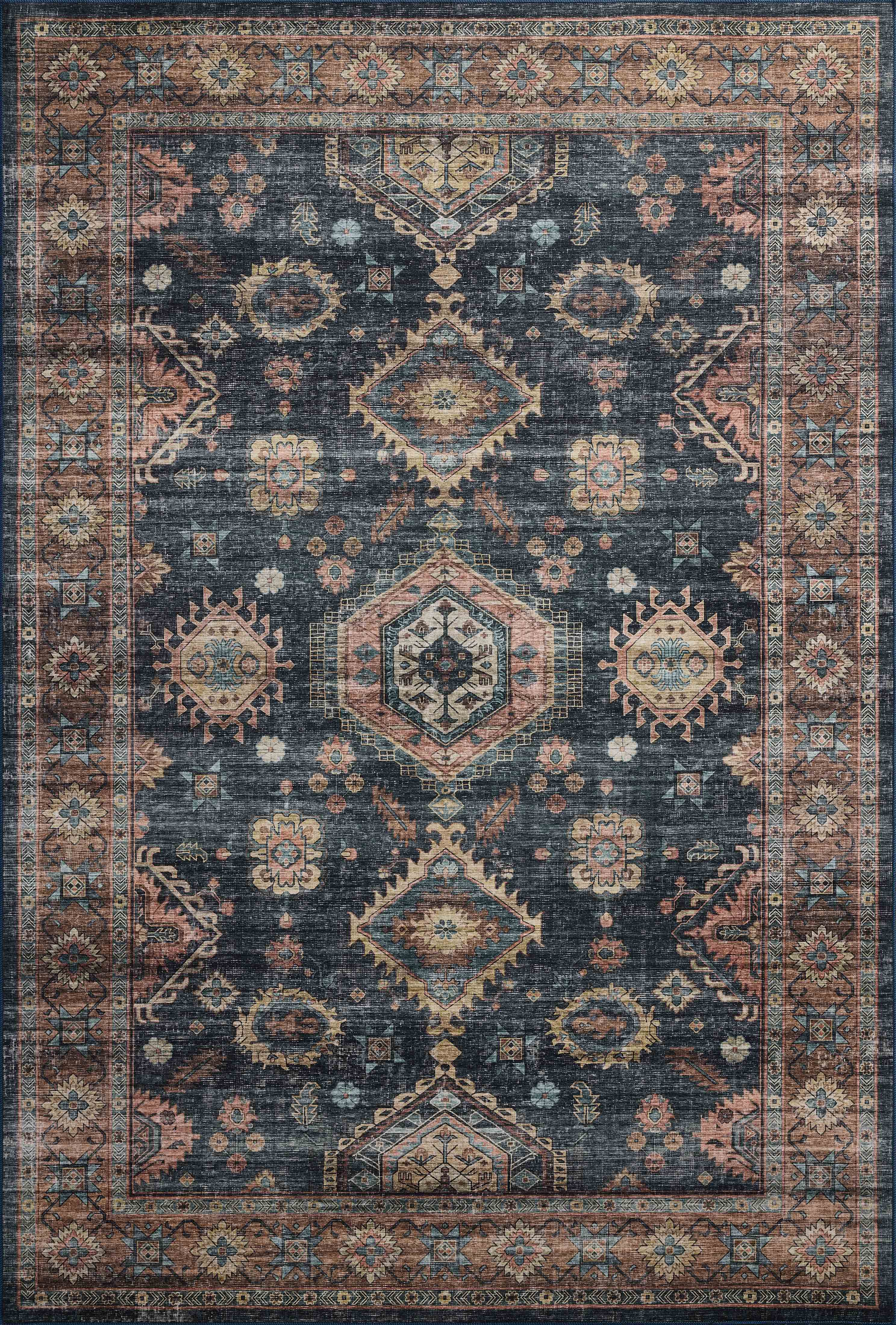 Loloi Anniston Denim / Sunset Washable Rug RUGS-patterned Loloi