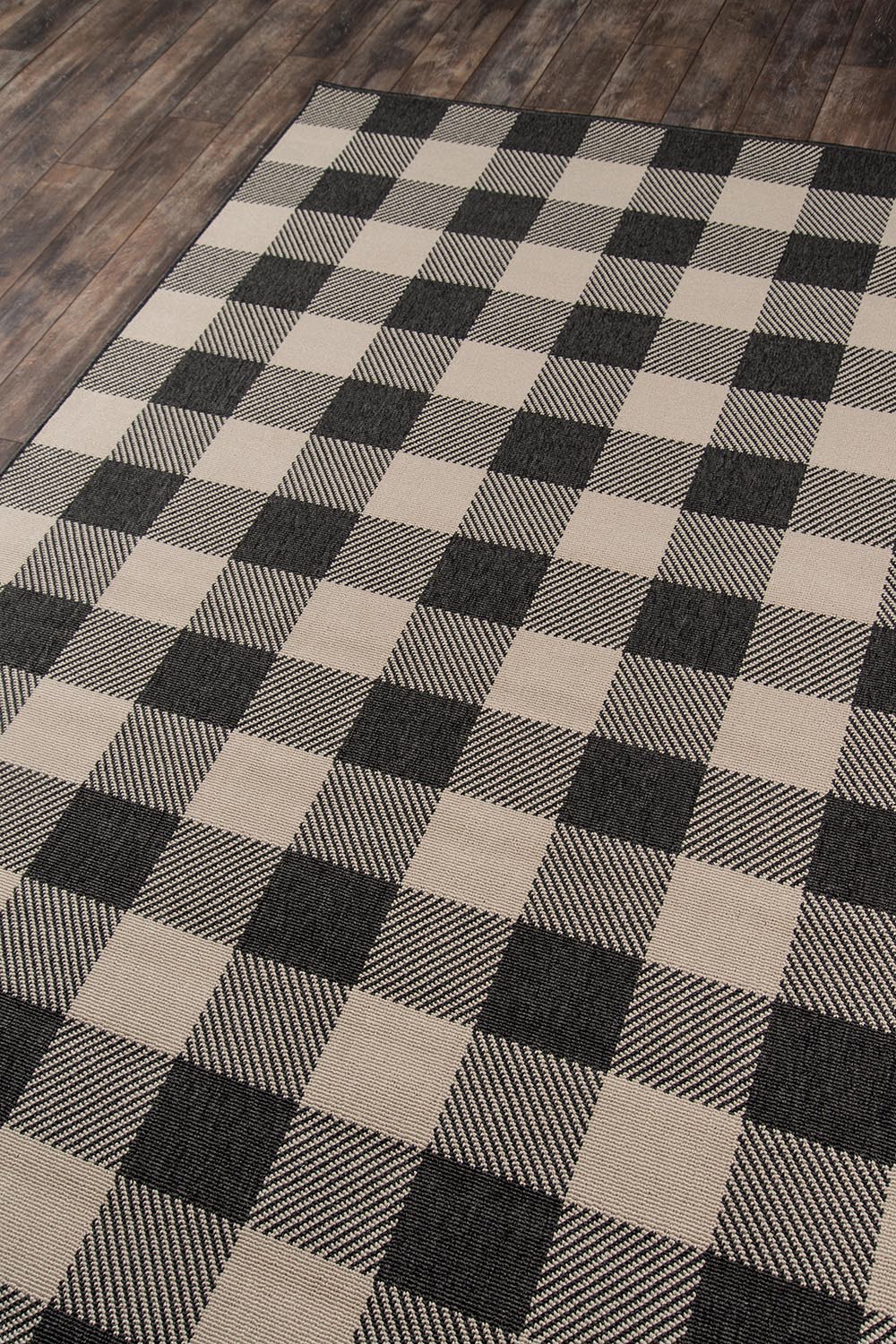 Braemar Plaid Charcoal Outdoor Rug 5-Rugs - indoor/outdoor Momeni