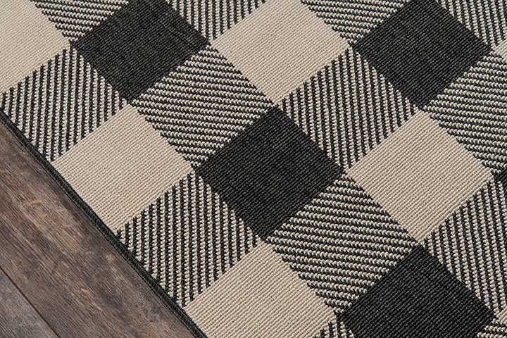 Braemar Plaid Charcoal Outdoor Rug 5-Rugs - indoor/outdoor Momeni