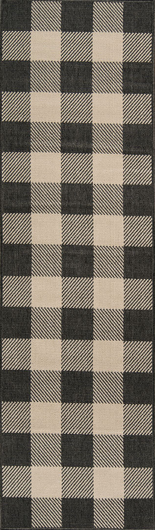 Braemar Plaid Charcoal Outdoor Rug 5-Rugs - indoor/outdoor Momeni