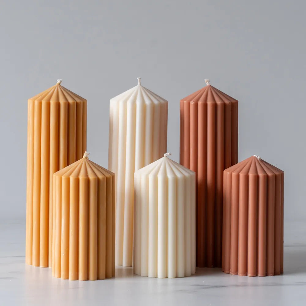 Amber Ribbed Pillar Candle candle Estelle (Faire)