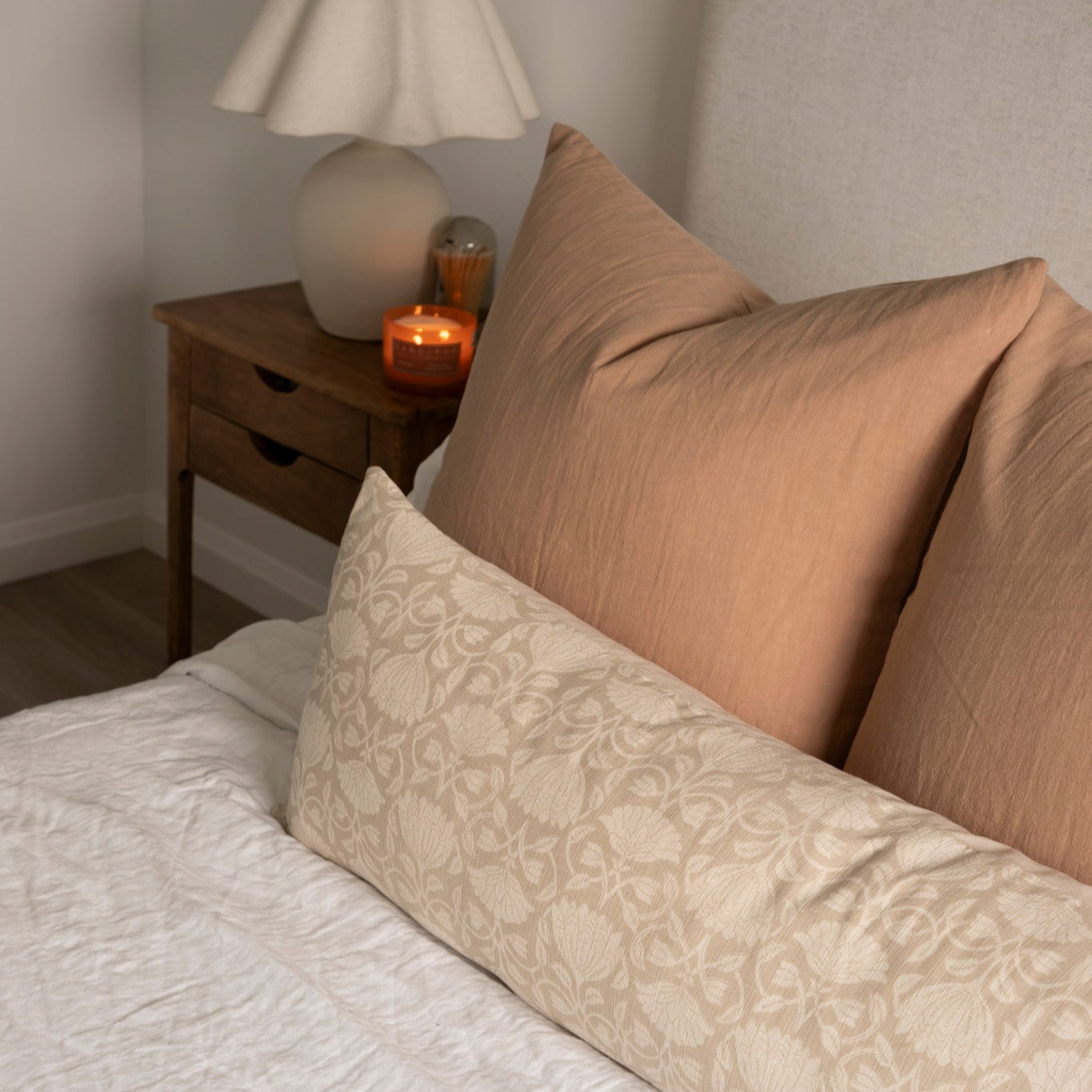 Lotus Long Lumbar Pillow Cover 1 - PILLOWS - Thai - neutral Rug & Weave Pillows