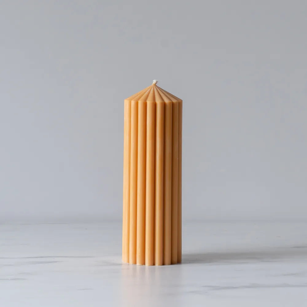 Amber Ribbed Pillar Candle candle Estelle (Faire) Medium