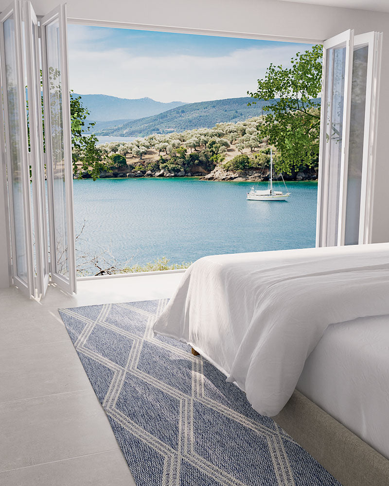 Harbor Blue Diamond Outdoor Rug 5-Rugs - indoor/outdoor Momeni