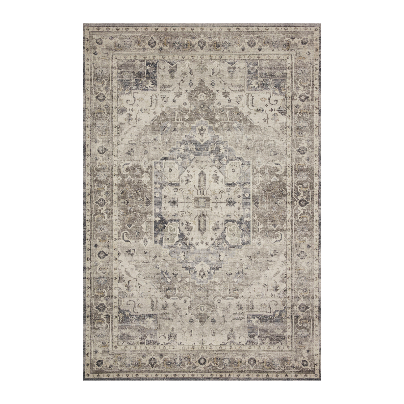 Loloi Hathaway Steel / Ivory Rug 1-RUGS - patterned Loloi