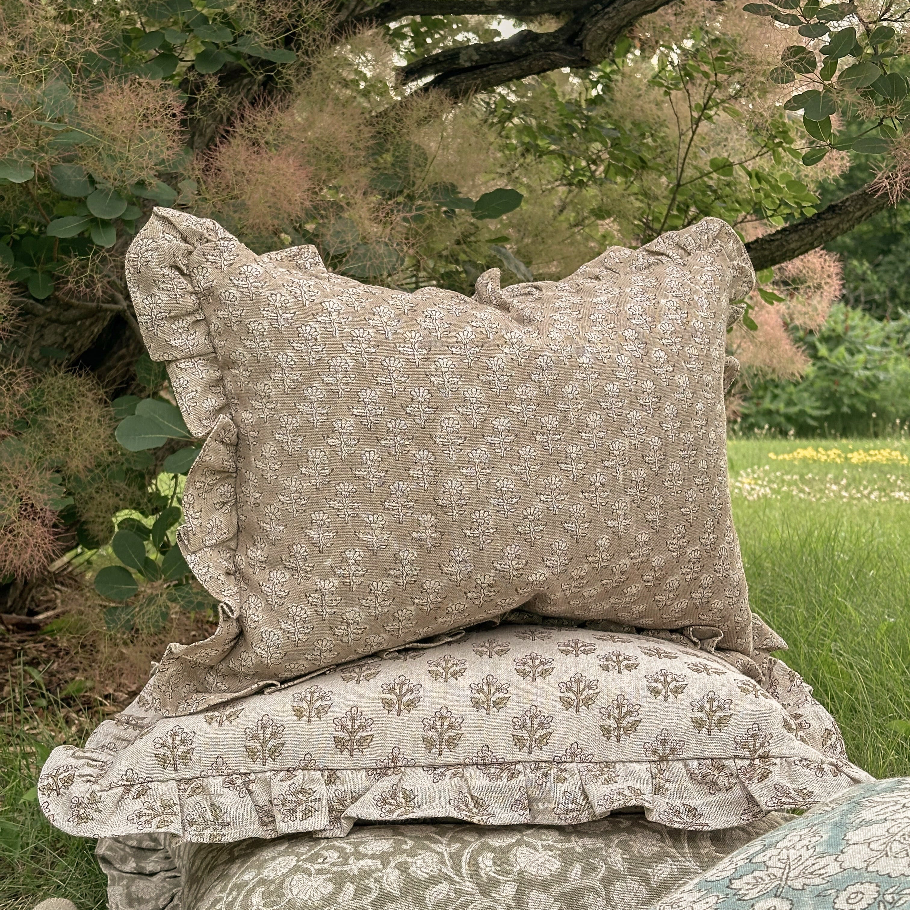 Samson Block Print Ruffle Pillow Cover 2 - PILLOWS - Block print - warm ORNA HOUSE