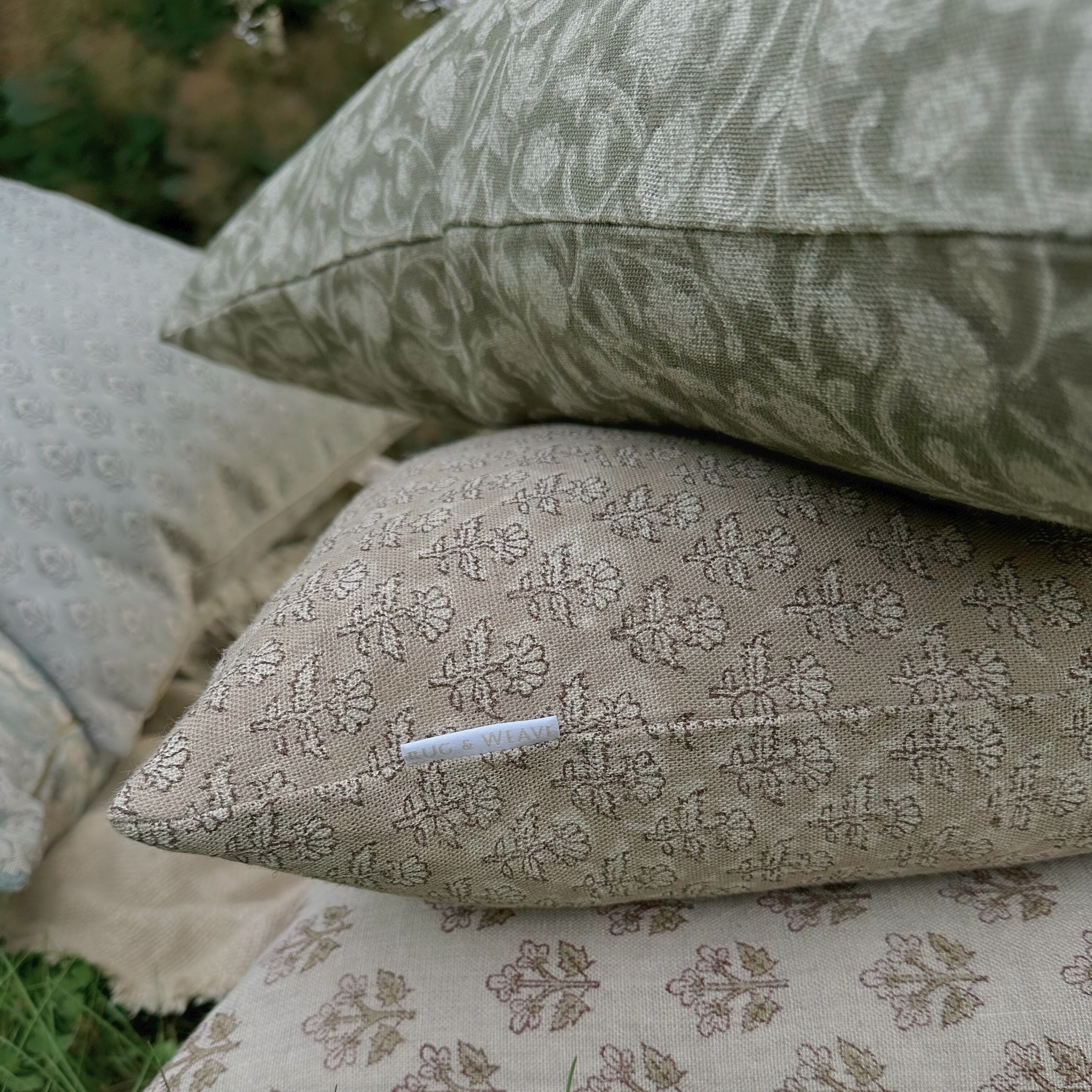 Olivia Block Print Pillow Cover 1 - PILLOWS - Block print - neutral ORNA HOUSE