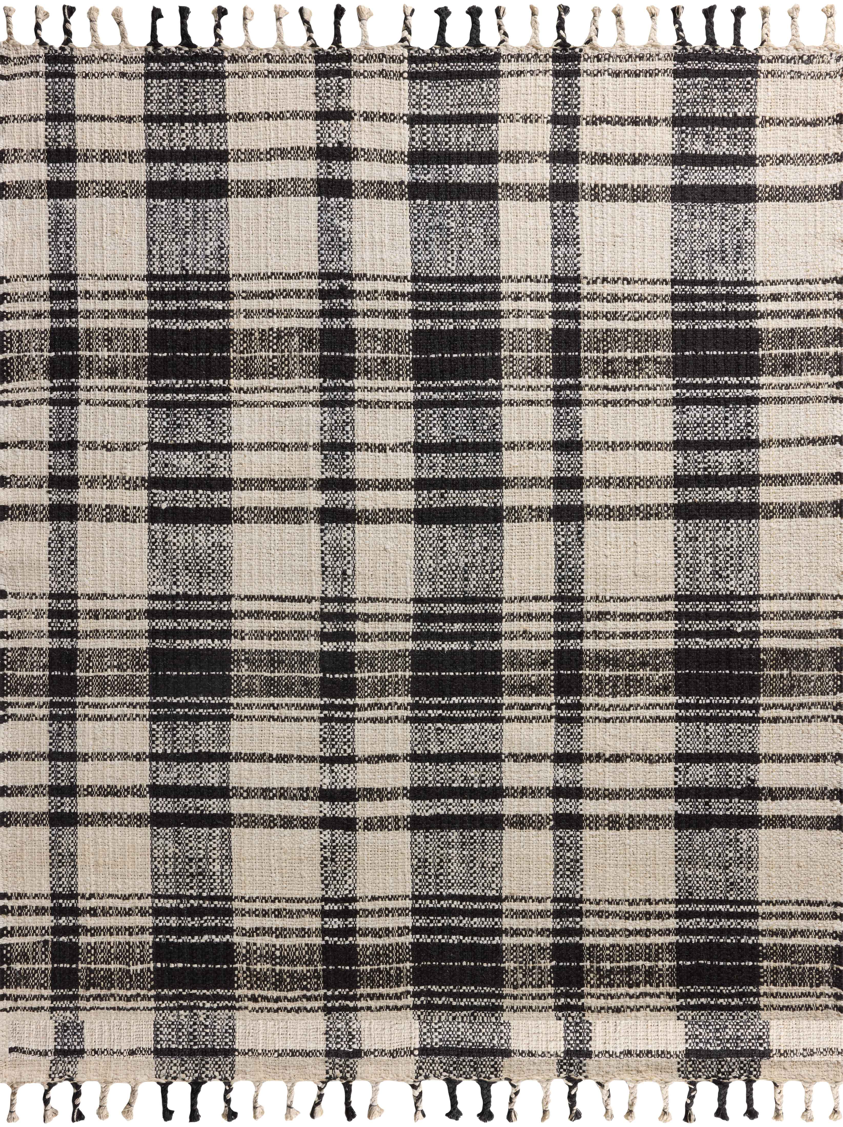 Magnolia Home by Joanna Gaines x Loloi Louie Ivory / Black RUGS - jute Loloi