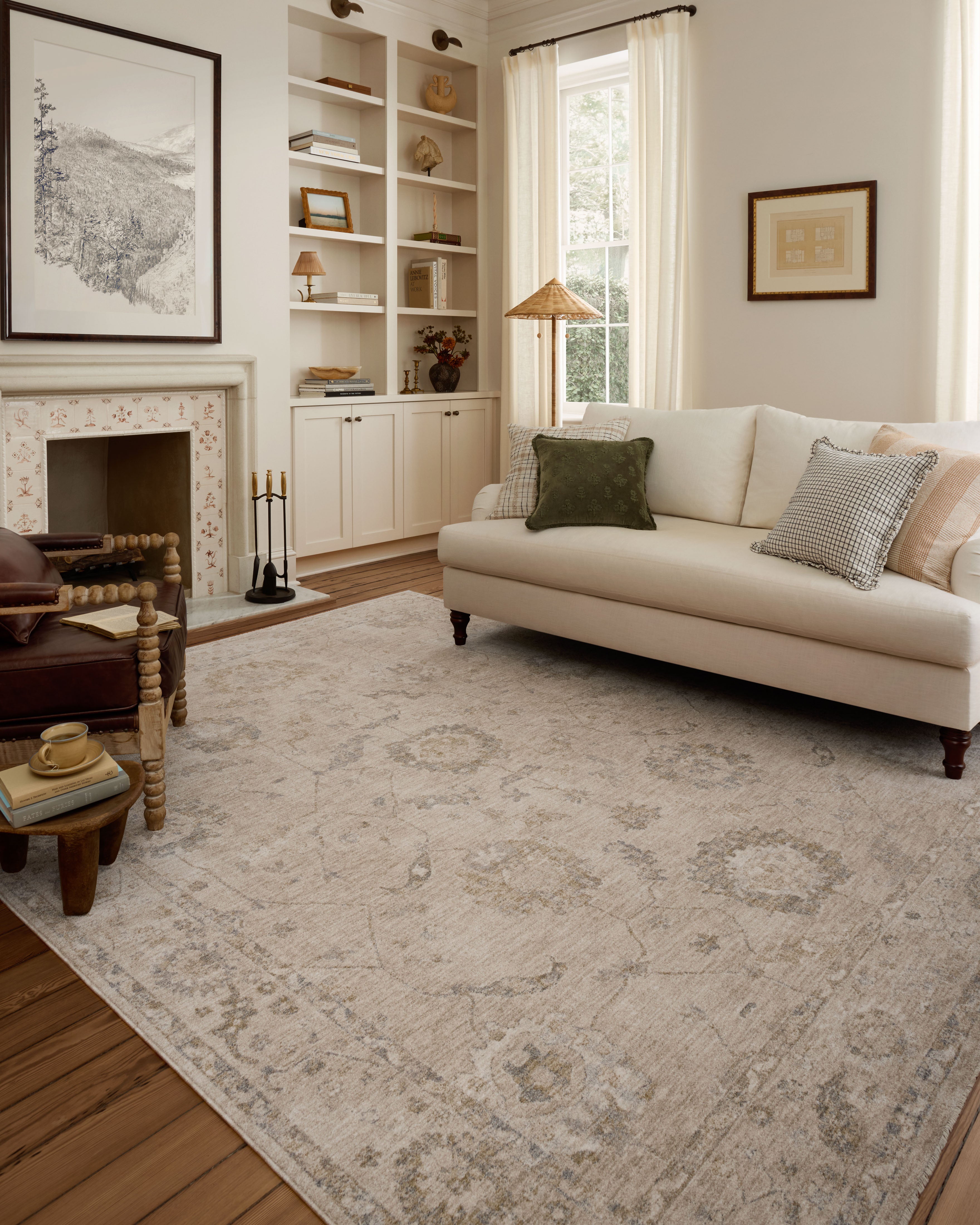 Chris Loves Julia x Loloi Louisa Oatmeal / Slate Rug RUGS - vintage inspired Loloi
