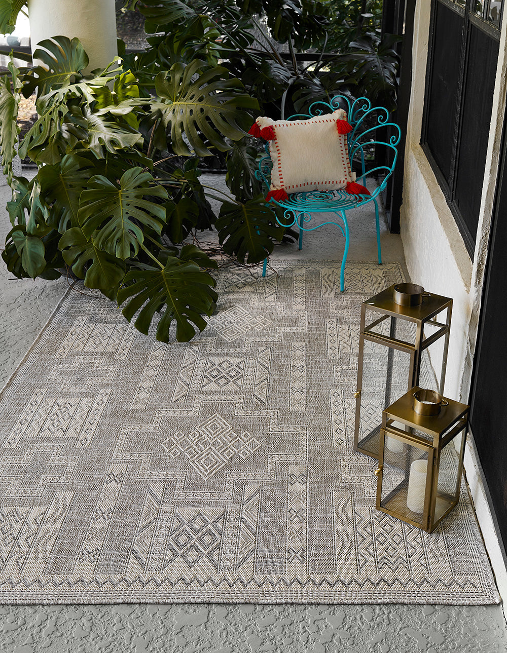 Harbor Grey Maze Outdoor Rug 5-Rugs - indoor/outdoor Momeni