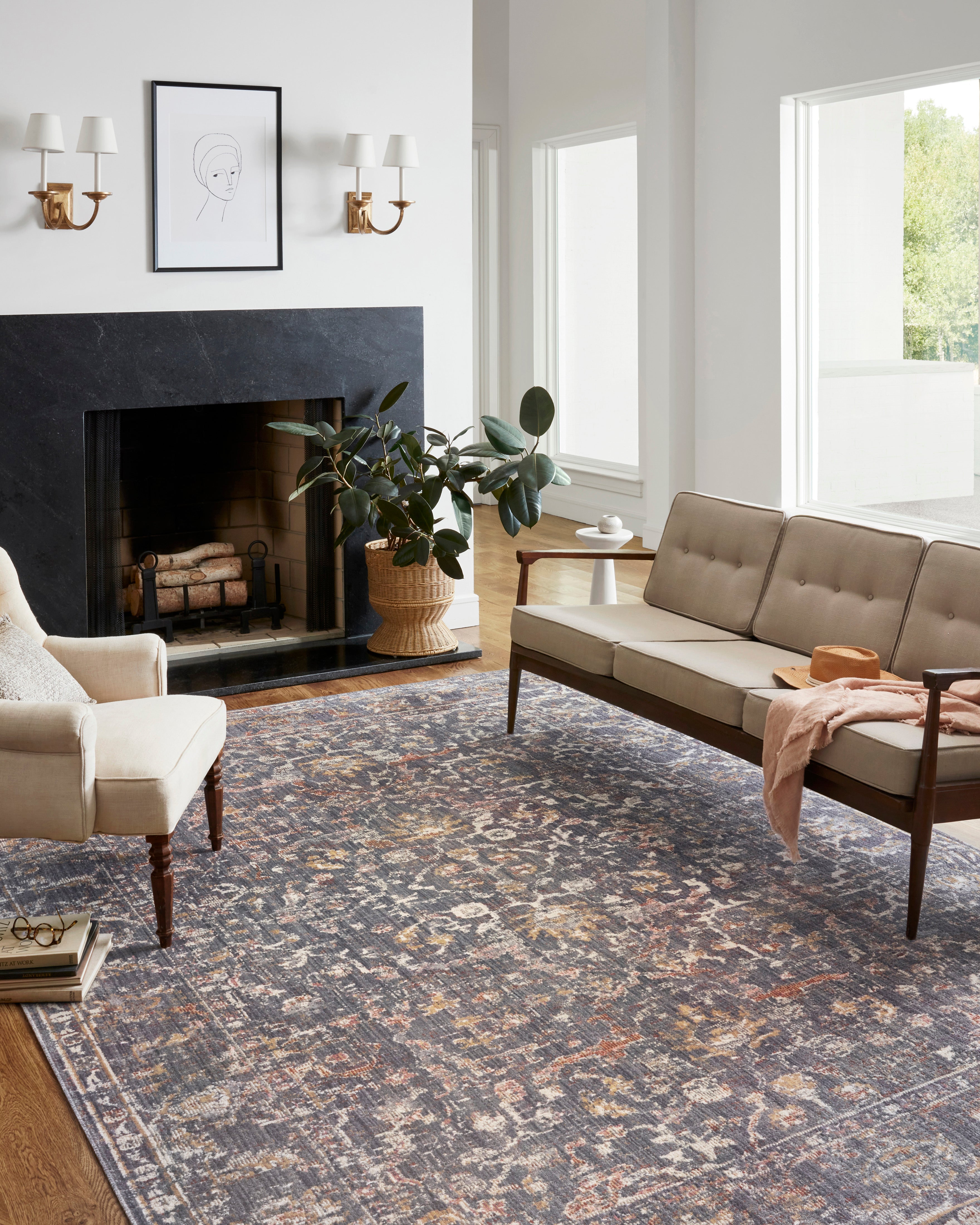 Chris Loves Julia x Loloi Rosemarie Graphite / Multi Rug RUGS - patterned Loloi