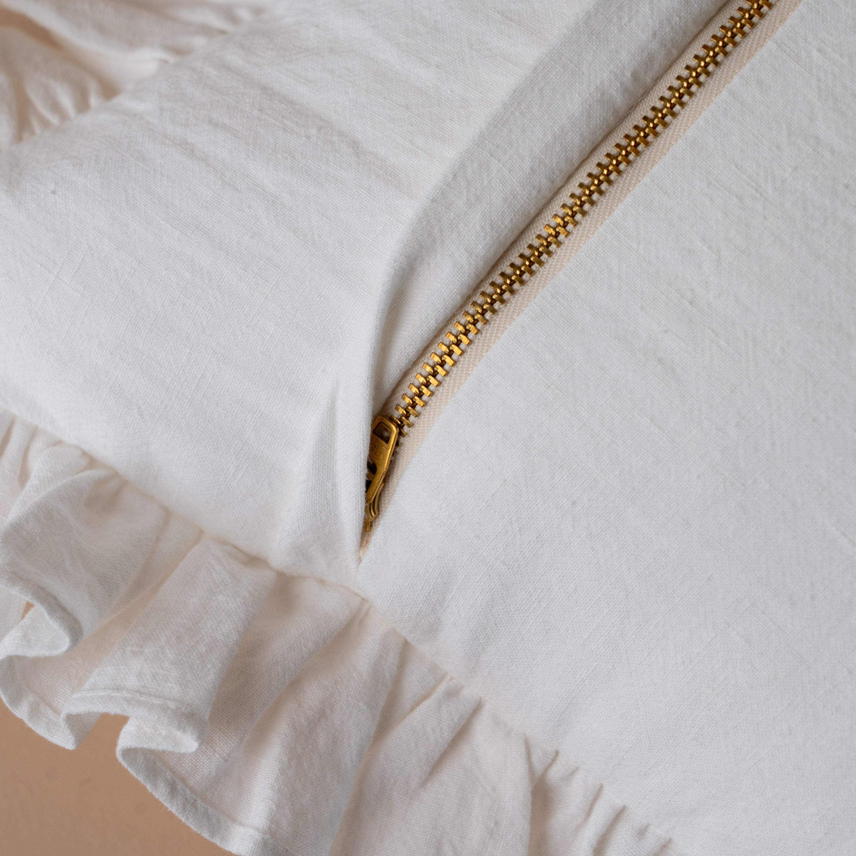Ivory Ruffle Pillow Cover 1 - PILLOWS - Linen - neutral Rug & Weave Pillows