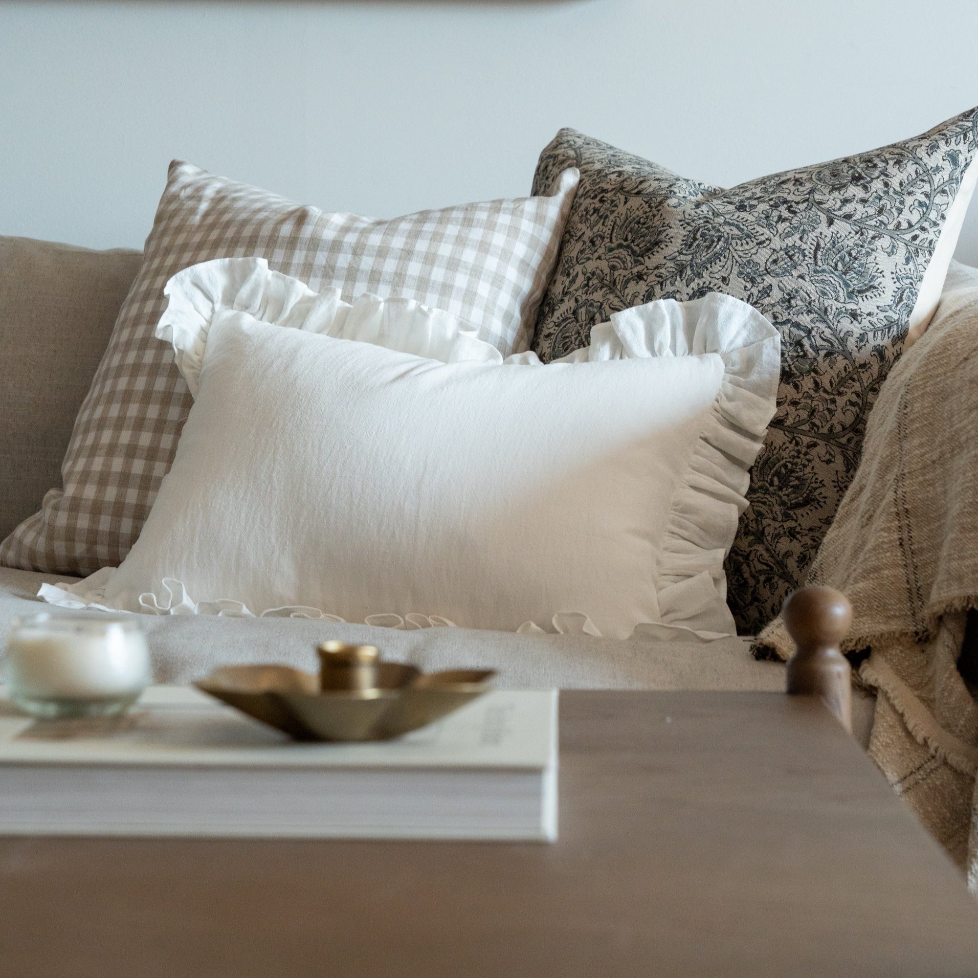 Ivory Ruffle Pillow Cover 1 - PILLOWS - Linen - neutral Rug & Weave Pillows