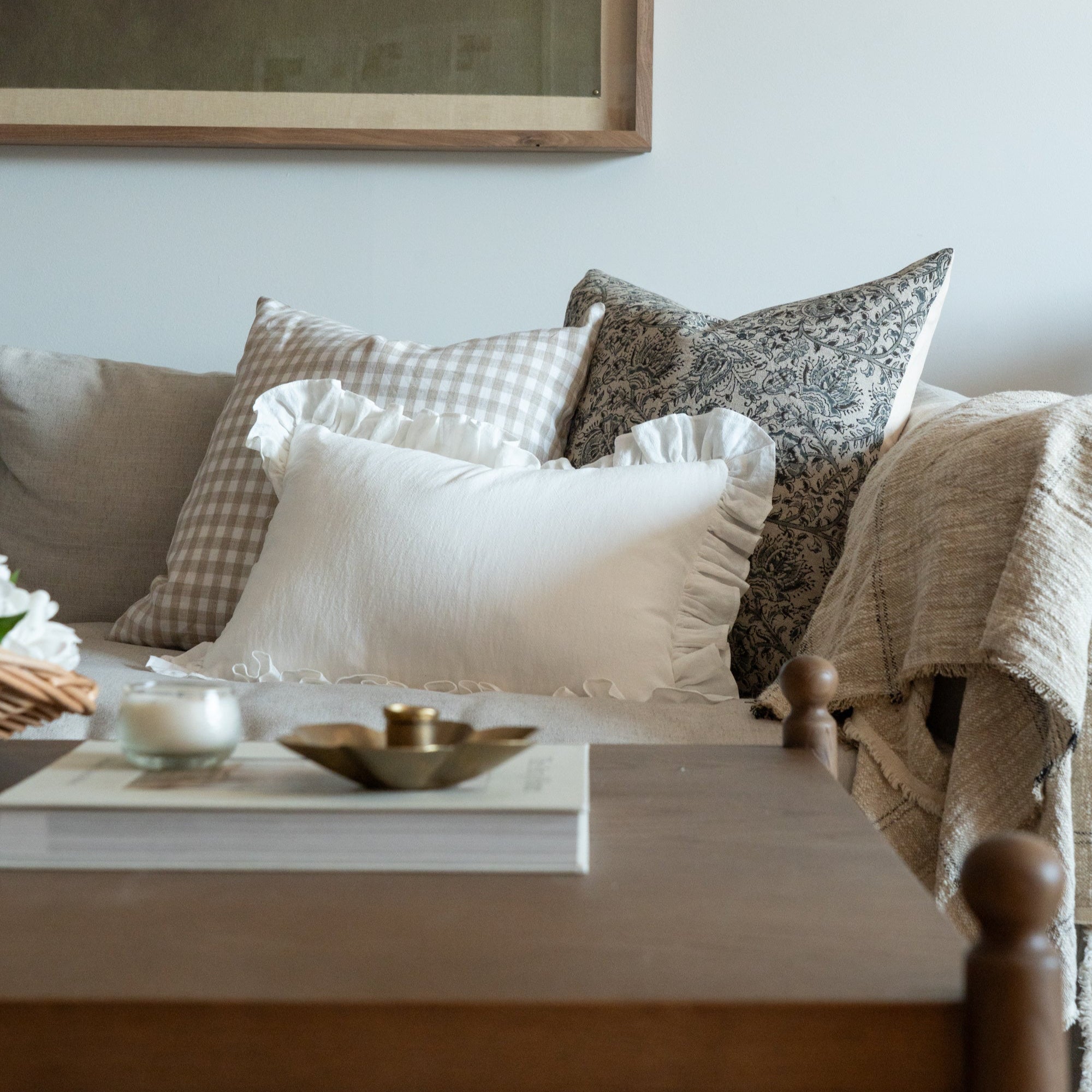 Ivory Ruffle Pillow Cover 1 - PILLOWS - Linen - neutral Rug & Weave Pillows