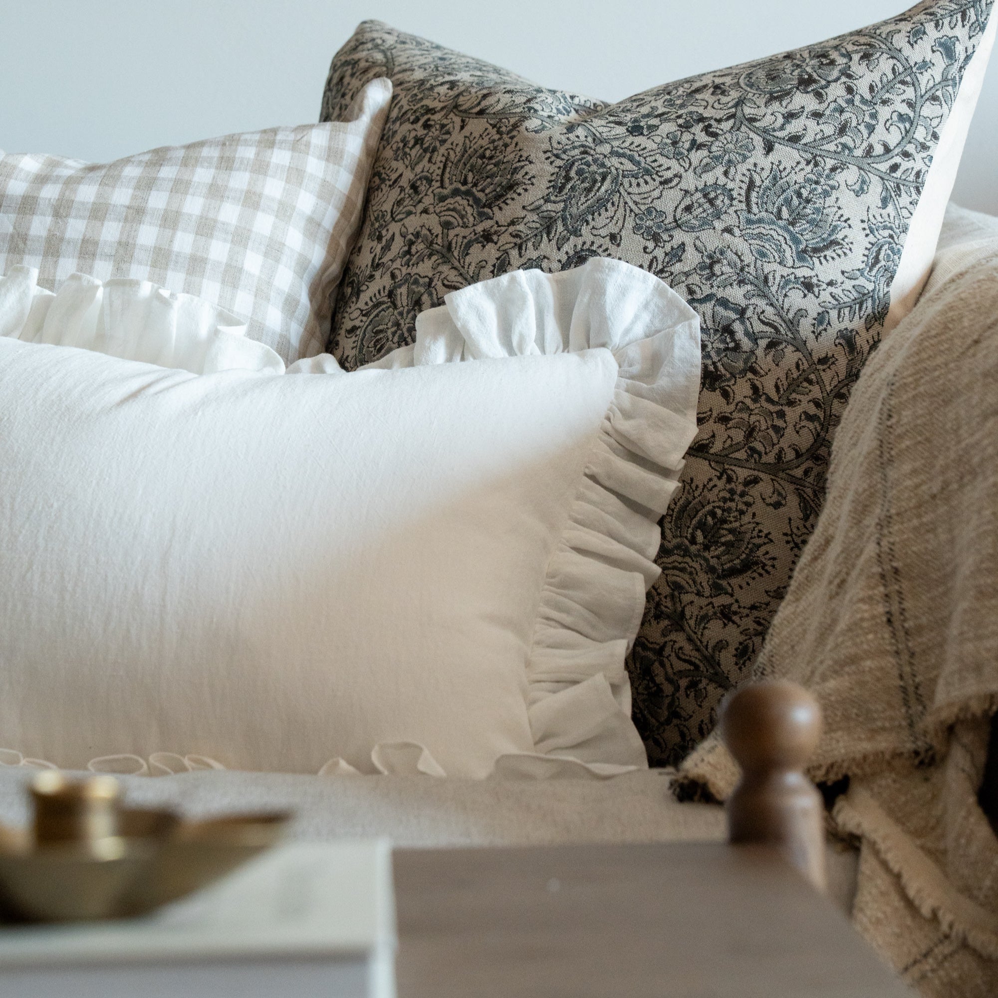 Ivory Ruffle Pillow Cover 1 - PILLOWS - Linen - neutral Rug & Weave Pillows