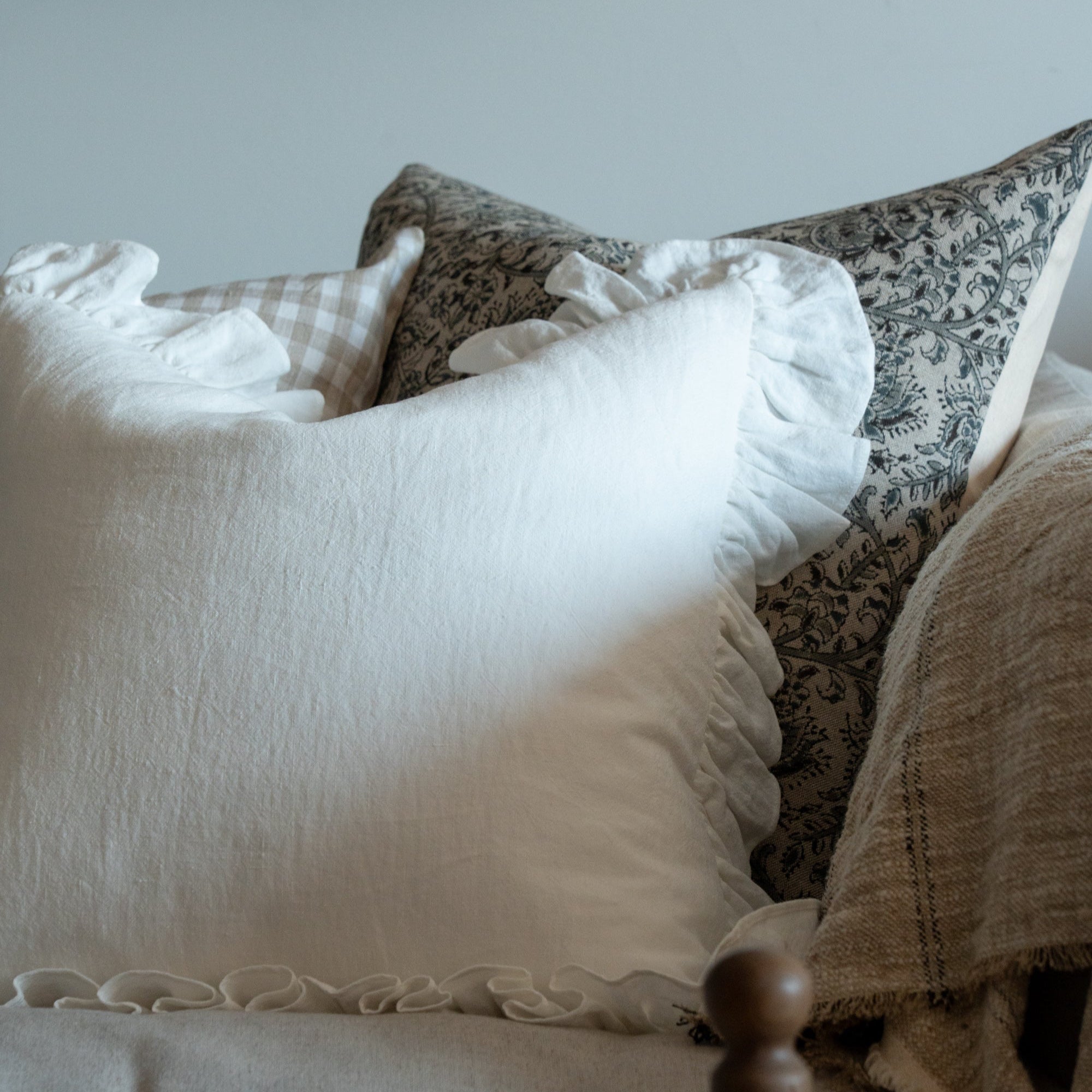 Ivory Ruffle Pillow Cover 1 - PILLOWS - Linen - neutral Rug & Weave Pillows