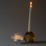Ridged Glass Taper/Votive Holder