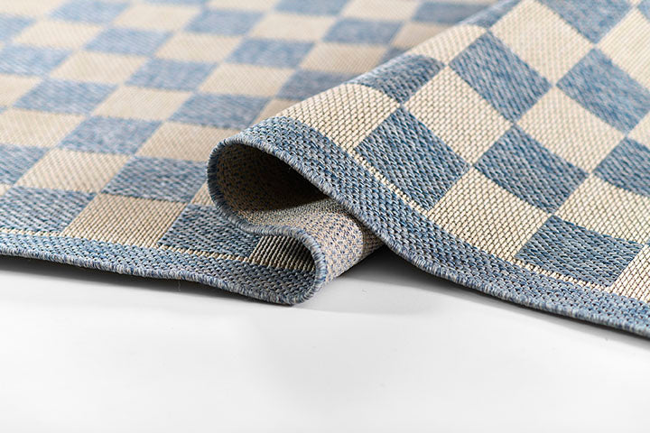Sablebrook Blue Checkered Rug 5-Rugs - indoor/outdoor Momeni