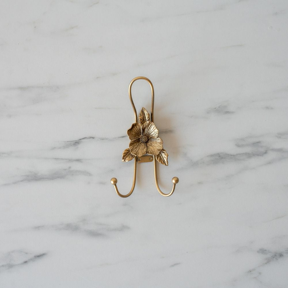 Flower Hook with Antique Gold Finish wall hook Vagabond Vintage (Faire) Style 1
