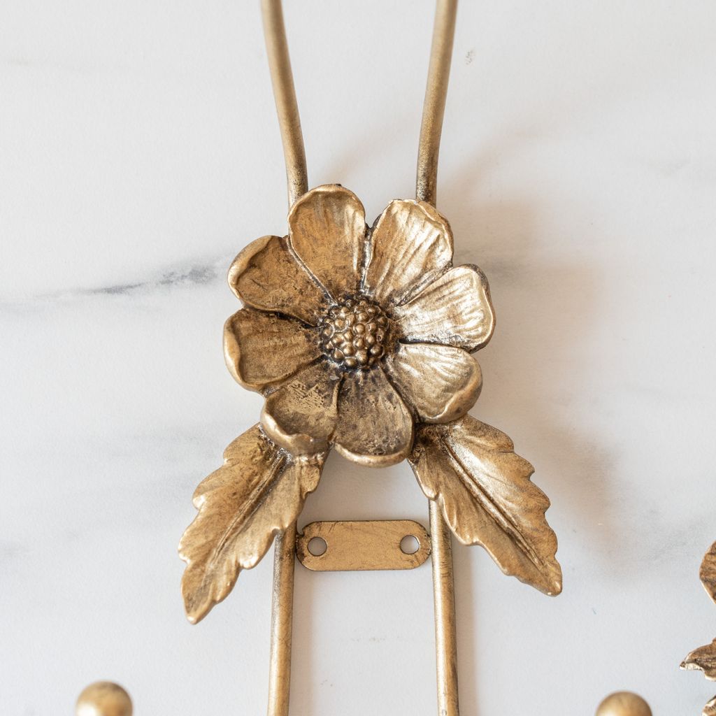Flower Hook with Antique Gold Finish wall hook Vagabond Vintage (Faire)