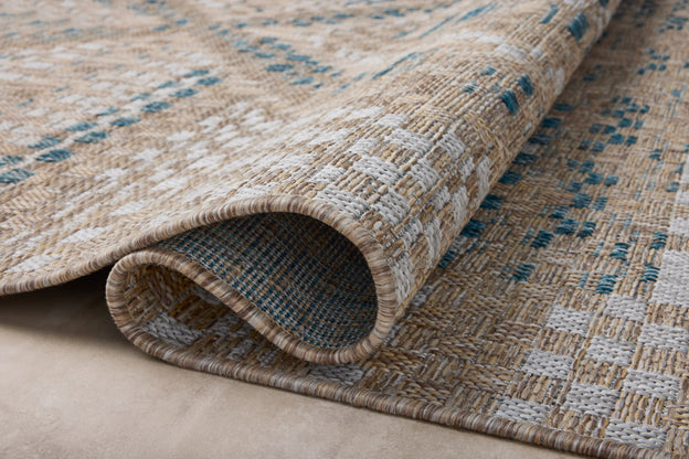 Amber Lewis x Loloi Topanga Natural / Aqua Rug 5-Rugs - indoor/outdoor Loloi