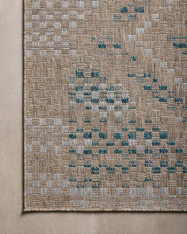 Amber Lewis x Loloi Topanga Natural / Aqua Rug 5-Rugs - indoor/outdoor Loloi