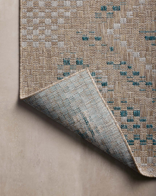 Amber Lewis x Loloi Topanga Natural / Aqua Rug 5-Rugs - indoor/outdoor Loloi