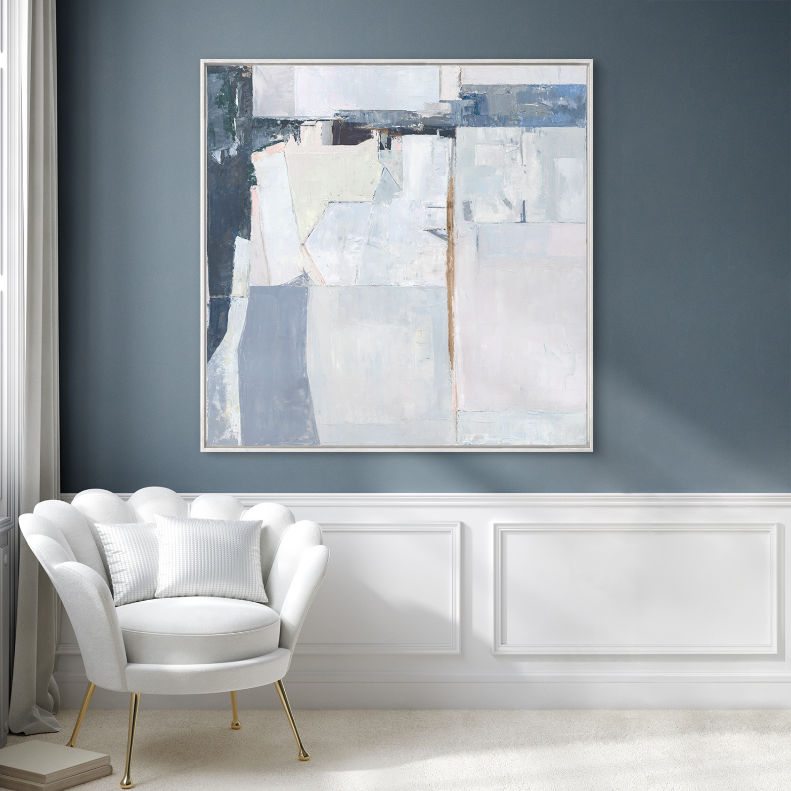 "View of Blue I" Framed Canvas ARTWORK - framed print Celadon Art
