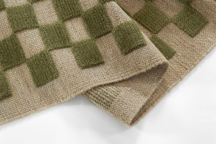 Willa Green Checkerboard Rug 0-rugs-wool Momeni