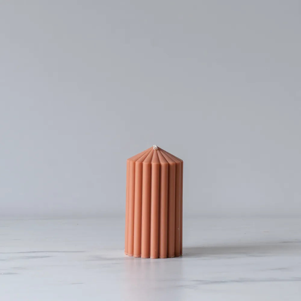 Rust Ribbed Pillar Candle candle Estelle (Faire) Small