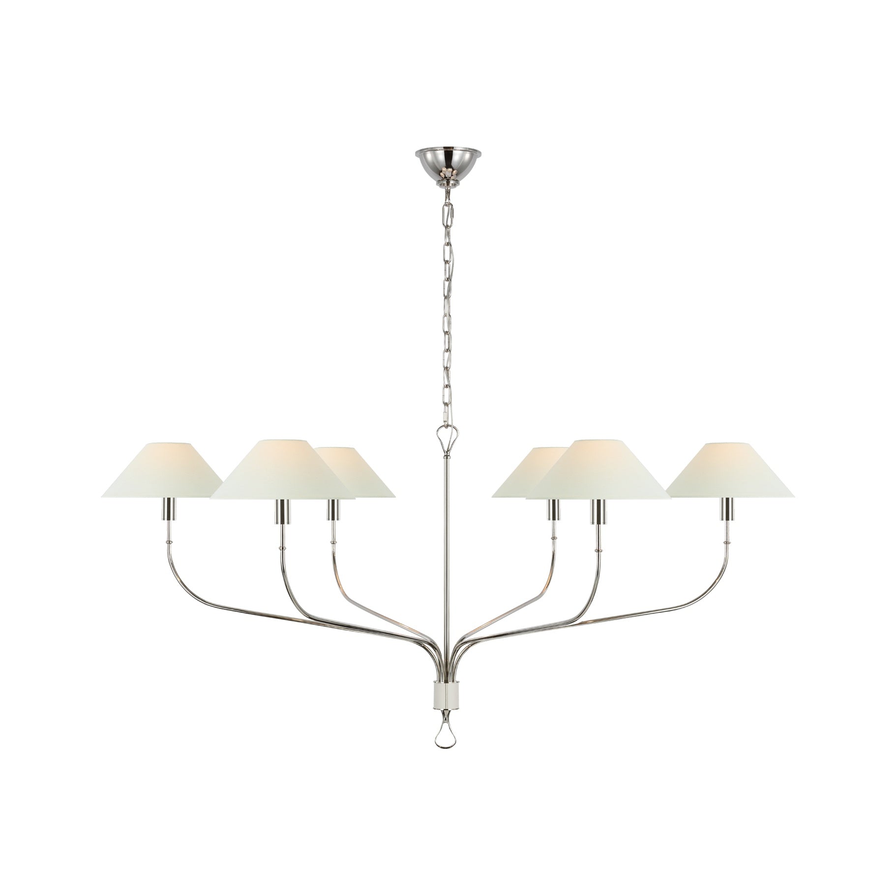 Griffin Extra Large Tail Chandelier LIGHTING - chandelier Visual Comfort Polished Nickel and Parchment Leather