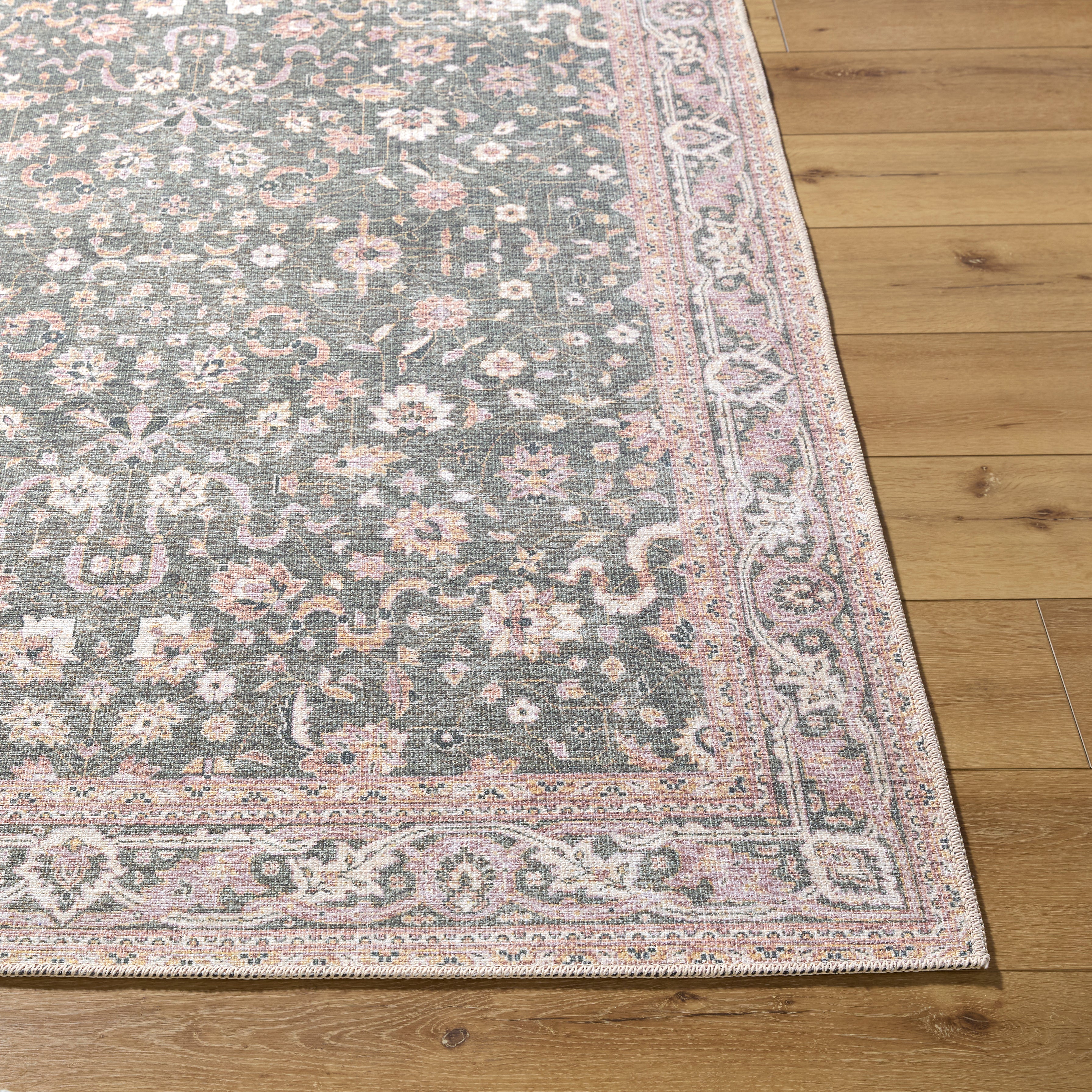 Aria Olive / Blush Washable Rug RUGS - synthetic Surya