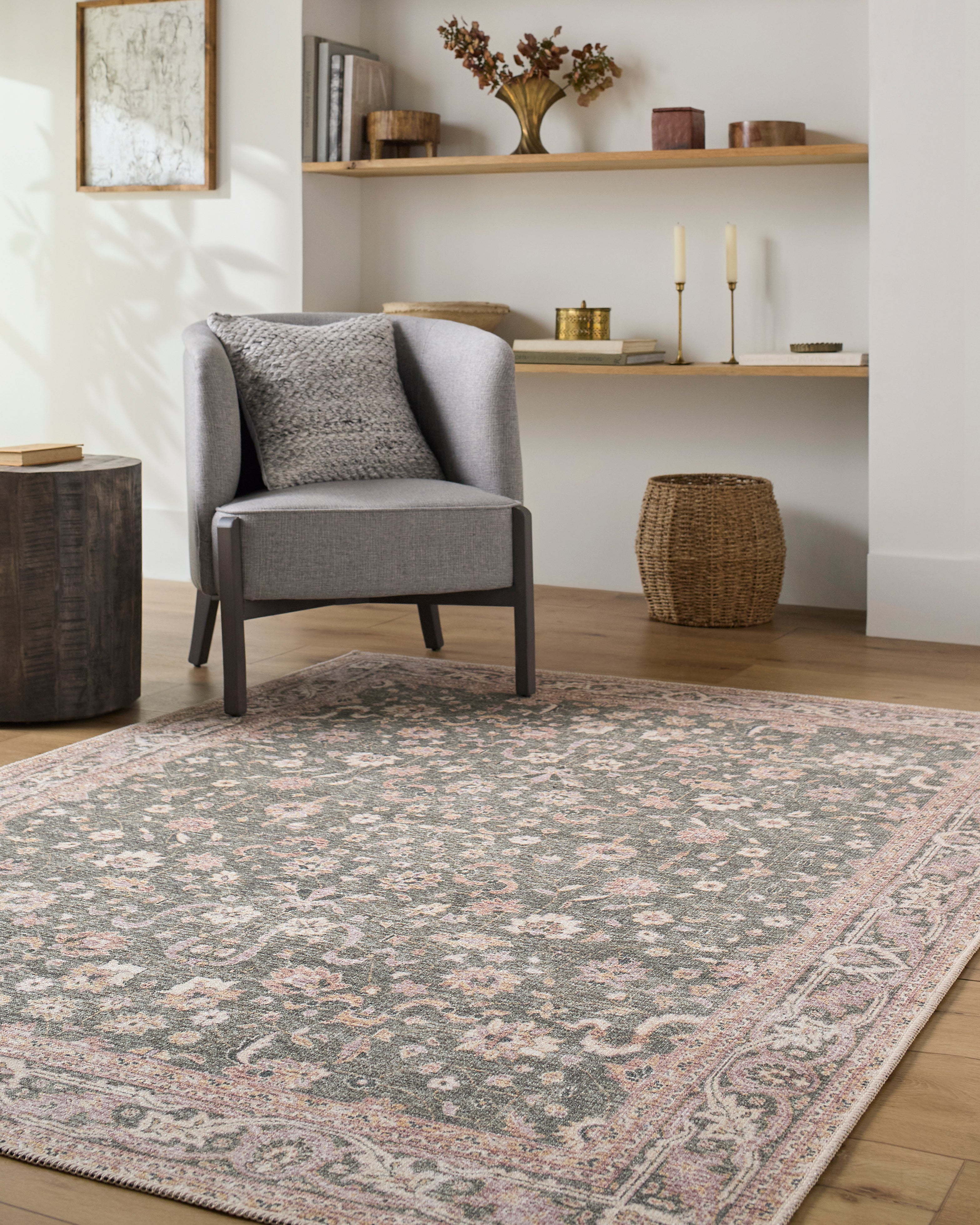 Aria Olive / Blush Washable Rug RUGS - synthetic Surya