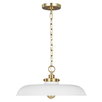Wellfleet Medium Wide Pendant LIGHTING - pendant Visual Comfort Matte White and Burnished Brass