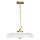 Wellfleet Medium Wide Pendant LIGHTING - pendant Visual Comfort Matte White and Burnished Brass