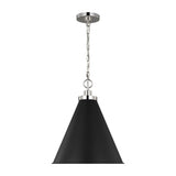 Wellfleet Medium Cone Pendant LIGHTING - pendant Visual Comfort Midnight Black and Polished Nickel