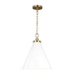 Wellfleet Medium Cone Pendant LIGHTING - pendant Visual Comfort Matte White and Burnished Brass