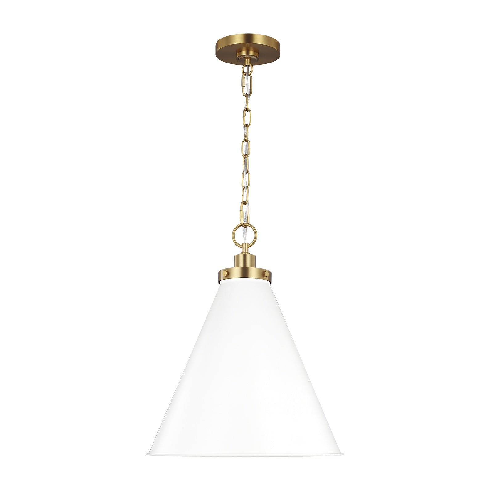 Wellfleet Medium Cone Pendant LIGHTING - pendant Visual Comfort Matte White and Burnished Brass