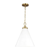 Wellfleet Medium Cone Pendant LIGHTING - pendant Visual Comfort Matte White and Burnished Brass