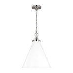 Wellfleet Medium Cone Pendant LIGHTING - pendant Visual Comfort Matte White and Polished Nickel