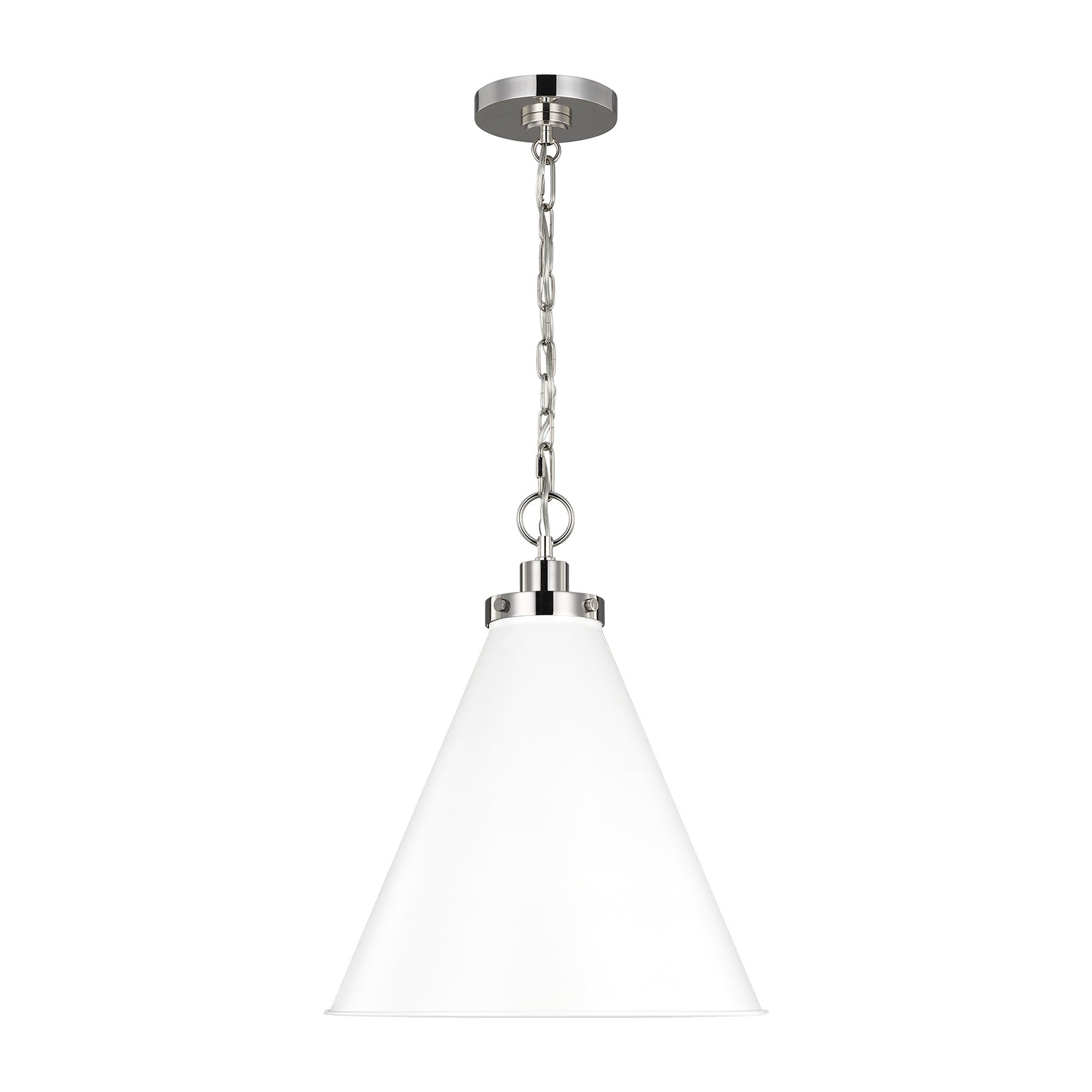 Wellfleet Medium Cone Pendant LIGHTING - pendant Visual Comfort Matte White and Polished Nickel